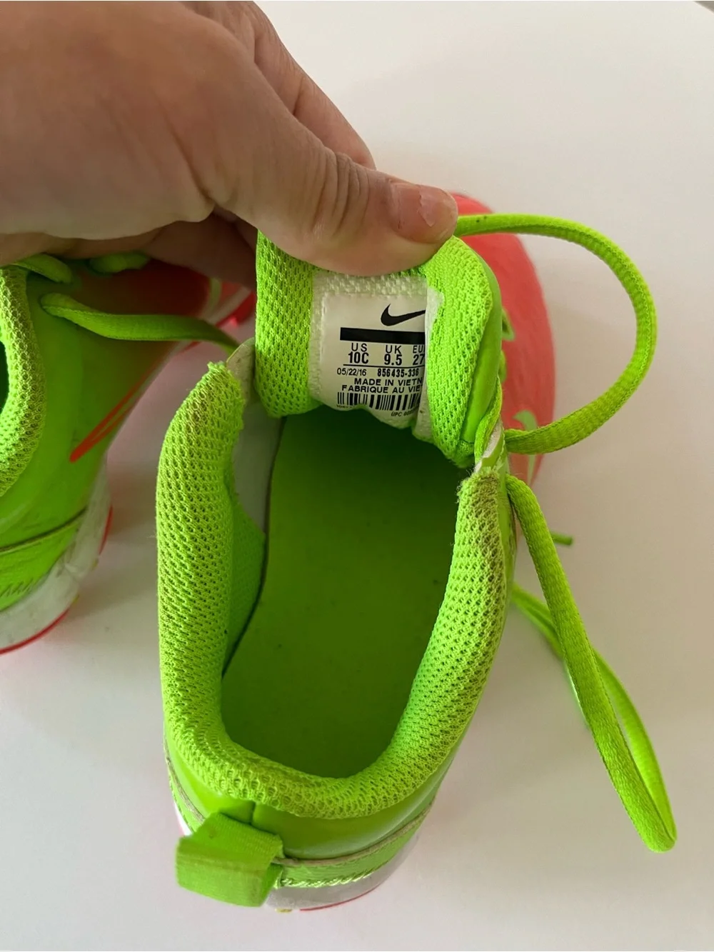 Nike Kids Sneakers in Bright Orange and Neon Green